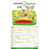 Korsch Verlag Unsere Familie ist die beste! 2026: Familienkalender - 6 breite Spalten mit viel Platz. Hochwertiger Familienplaner mit Ferienterminen, Vorschau bis März 2027 und tollen Extras. 27 x 46 cm.
