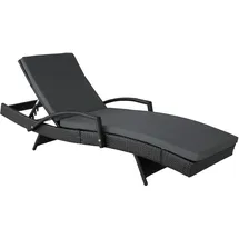 Tectake Océane Sonnenliege 190 x 62 x 74,5 cm schwarz