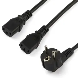 StarTech.com 2 m Computer Y Stromkabel, 18AWG, EU Schuko auf 2x C13, 10A 250V, E