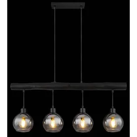 GLOBO Pendelleuchte Moitas 4-flammig Schwarz matt-Rauchfarben 85 x 15 x 120 cm