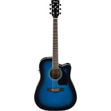 Ibanez PF15ECE-TBS Gitarre Akustik-E-Gitarre Dreadnought 6 Saiten Schwarz, Blau