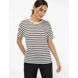Kurzarmshirt BRAX "Style CAELEN", Damen, Gr. 46, schwarz, 100% Leinen, Kurzarm, Shirts
