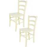 t m c s Tommychairs - 2er Set Stühle Venice für Küche und Esszimmer, robuste Struktur aus lackiertem Buchenholz in Anilinfabre Weiss und Sitzfläche aus Holz