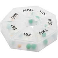 kwmobile Kunststoff Medikamentenbox mit 7 Fächern - Tablettenbox 10,3 x 2,5 x 4,5 cm - Tablettendose Box mit Wochentagen - Pillendose Dose Transparent