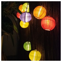 ETC Shop LED Solarleuchte, Lichterkette Erdspieß, 10x Lampions L 430 cm