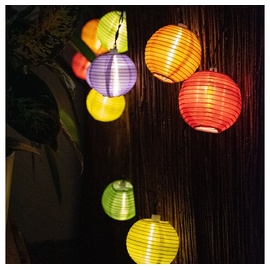 ETC Shop LED Solarleuchte, Lichterkette Erdspieß, 10x Lampions L 430 cm