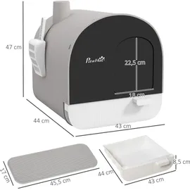 PawHut Katzentoilette 43 x 44 x 47 cm Grau