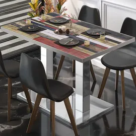 GGM Möbel Bistrotisch 120 x 70 x 75 cm Vintage Bunt/Edelstahl