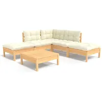 vidaXL 6-tlg Garten-Lounge-Set mit Creme Kissen Kiefernholz Modell 5