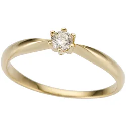 Solitärring FIRETTI "Schmuck Geschenk Gold 750 Damenring Verlobungsring Goldring Solitär" Gr. 16, gold (gelbgoldfarben), Fingerringe, Damen, 16, 0,15 ct LR = lupenrein, Gelbgold 750-Diamanten, Gelbgold 750, Diamanten, mit Brillant