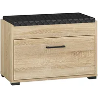 Feldmann-Wohnen Schuhbank, Braun, Schwarz, Holz, 1 Fächer, 70x48x34 cm,
