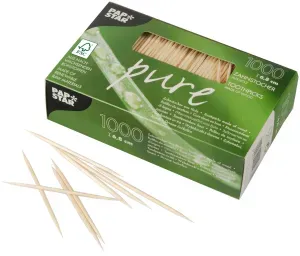 Papstar Pure Zahnstocher, Aus FSC®-zertifiziertem Holz, 1 Karton = 12 x 1000 Stück, Länge: 6,8 cm