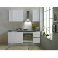 Marinelli Cucine Vormontierte Küchenzeile Giulia  (Breite: 195 cm, Weiß, Mit Elektrogeräten, Dekor Arbeitsplatte: Steinoptik, Spüle links)