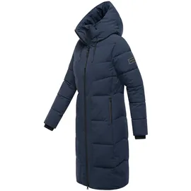 Navahoo Damen Wintermantel mit 2-Wege Reißverschluss, wasserdichten Reißverschlüssen und verstellbarer Kapuze Schokokuss XIV Navy Gr. 3XL - 3XL