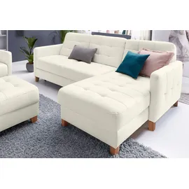 exxpo - sofa fashion "Elio, kompakt, bequem & zeitloses Design, Breite 217cm, L-Form", weiß (alpine weiß), B:217cm H:84cm T:157cm, Luxus-Kunstleder;NaturLEDER (echtes Rindsleder) in Sitz und Rücken.