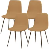 Lydevo Stuhlhussen 4er Esszimmer Strech Stuhlhussen für Esszimmerstühle Universal Waschbar Bezug Stuhlhussen Skandinavisch Stuhlüberzug für Küchenstühle Hotel Bankett,Schlank#Kamel