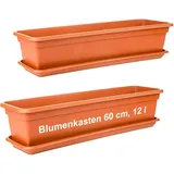 2 friends 2er Set, Pflanzkübel rechteckig 60 cm), Balkon Blumenkübel terracotta