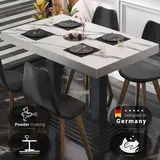 GGM Möbel Bistro Tisch 110 x 60 x 81 cm Weiß Marmor/Schwarz