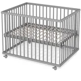 Sämann Babybett Laufgitter 75x100 cm mit Lattenrost grau Premium Kollektion Laufstall grau