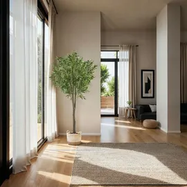 Tectake tectake® Künstlicher Olivenbaum Oleand verschiedene Größen mit viel Volumen, stabiler Kunststoff-Blumentopf