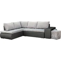 Ecksofa mit Schlaffunktion und Bettkasten, Couch für Wohnzimmer, Schlafsofa Sofagarnitur Sofa Eckcouch L-Form Wohnlandschaft mit Bettfunktion, Ott... - Grau/Dunkelgrau
