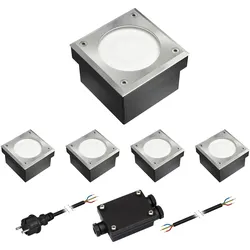 ledscom.de 5er-Set GX53 Pflasterstein Bodeneinbauleuchte NEOLUM für außen, IP67, eckig, 10 x10cm