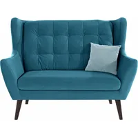 2-Sitzer HOME AFFAIRE "Hemmink", blau (petrol, hellblau), B:144cm H:107cm T:94cm, Samtvelours (100% Polyester);Luxus-Microfaser (100% Polyester);Struktur (94% Polyester, 6% Polyacryl), Sofas, mit Knopfheftung