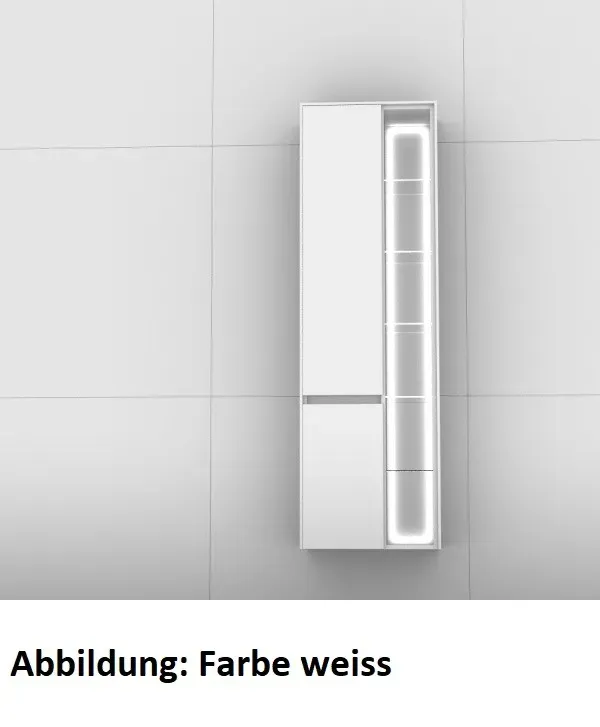 Artiqua 116 Hochschrank mit LED, Weiß Hochglanz Select, 116-HTRB-1-50-L-7160-125 116-HTRB-1-50-L-7160-125