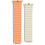 Hama Fantastic Feel Armband mit Magnetverschluss 38 mm, 40 mm, 41mm Orange, Beige Watch 38/40/41mm (passend für Apple Watch 9/8/SE/7/6/5/4/3/2/1, Magnetarmband, Silikon Look, Quick Change, flexibles Wechselarmband) orange-beige