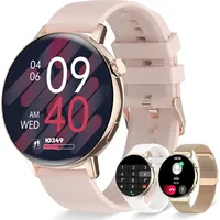 Damen-Smartwatch mit Telefonfunktion, Nachrichtenbenachrichtigungen, 1,32 Zoll Voll-Touchscreen, Schrittzähler, Herzfrequenzmesser, Schlaf, SpO2 - Rosa