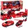 Wisam Lean Toys Feuerwehr-Rettungsset mit Abschleppwagen, Auto, Hubschrauber, Lichtern und Sound