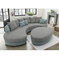 Home affaire Ecksofa Lazio modern und bequem, schmale Armlehnen, tolle Detailverarbeitung, zwei verschiedene Fußfarben wählbar grau|silberfarben 255 cm x 94 cm x 160 cm