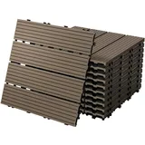 ECD Germany 44xWPC Terrassenfliesen Balkonfliese Klickfliese Fliesen 30x30cm Dunkelbraun 4m2