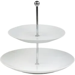 Van Well 2-stöckige Etagere 25 cm Porzellan Weiß