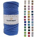 Sznurkomania, Baumwollkordel 3mm 100m, 46 Farben, Häkelkordel, Geflochten Baumwollkordel 3mm, Makramee Kordel, Makramee Garn, Premium Garn, Makramee Seil (Blau)