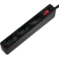 LogiLink Steckdosenleiste 3-fach mit Schalter, 3x Eurobuchse, 1,5m, Schwarz