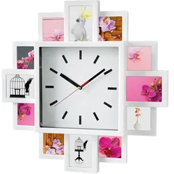 tawo Fotogalerie mit Wanduhr weiß