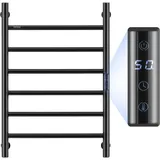 Vevor Handtuchtrockner Heizkörper Handtuchwärmer, beheizter Handtuchhalter mit 6 Stangen, wasserdichter Handtuchwärmer mit Timer & LED-Anzeige, 5 einstellbare Temperaturstufen, Wandmontage, Schwarz