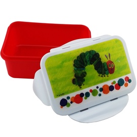 Raupe Nimmersatt grün Brotdose, Brotbox, Lunchbox, Lunch-Box, PP, Mehrfarbig, 16x10,5x6,5cm
