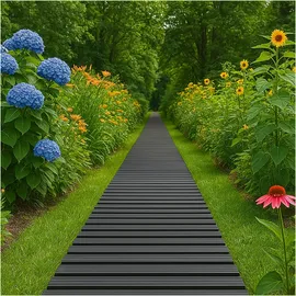 Hti-Living Gartenweg 520 cm Holzbohlenoptik Grau - Grau
