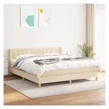 vidaXL Boxspringbett mit Matratze Creme 180x200 cm Stoff