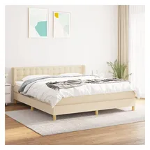 vidaXL Boxspringbett mit Matratze Creme 180x200 cm Stoff