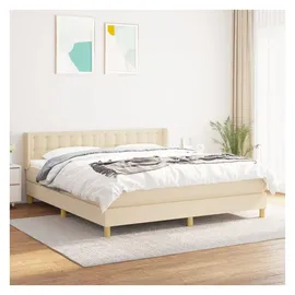 vidaXL Boxspringbett mit Matratze Creme 180x200 cm Stoff