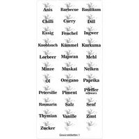 Druckspezialist 33 transparente Gewürzetiketten (Teil 1), Etiketten, Gewürze, Aufkleber, Gewürzaufkleber 33 x 17 mm