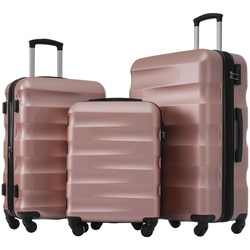 Ulife Trolleyset Kofferset Reisekoffer ABS-Material, TSA Zollschloss, 360° -Räder, 4 Rollen, (3 tlg) rosa