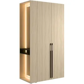 Home Affaire Kleiderschrank HOME AFFAIRE "TRENTO Garderobe, Wäscheschrank mit Spiegel und LED-Beleuchtung", beige (natur), B:110,9cm H:207,5cm T:58cm, Melamin, Schränke, Kleiderschrank, wahlweise mit Kleiderstange oder Einlegeböden FSC-zertifiziert