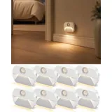 AdalyRoma Batterie Nachtlicht mit Bewegungsmelder, 8 Stück, Auto Ein/Aus Sensor Licht Geeignet für die Temporäre Beleuchtung von Treppen, Schlafzimmern, Küchen und Kleiderschränken, Warmweiß