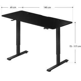 Juskys Schreibtisch Office Stand 140x60cm - Elektrisch stufenlos verstellbar Bürotisch Sitz- - Schwarz