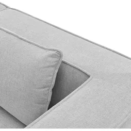 Juskys Modulares Sofa Domas 2 Sitzer mit Armlehnen + Kissen Stoff Hellgrau