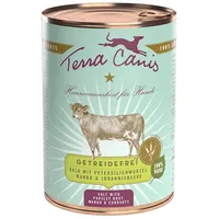 Terra Canis Getreidefrei 400g Dose Hundenassfutter 6 x 400 Gramm Kalb mit Petersilienwurzeln, Mango & Johannisbeere